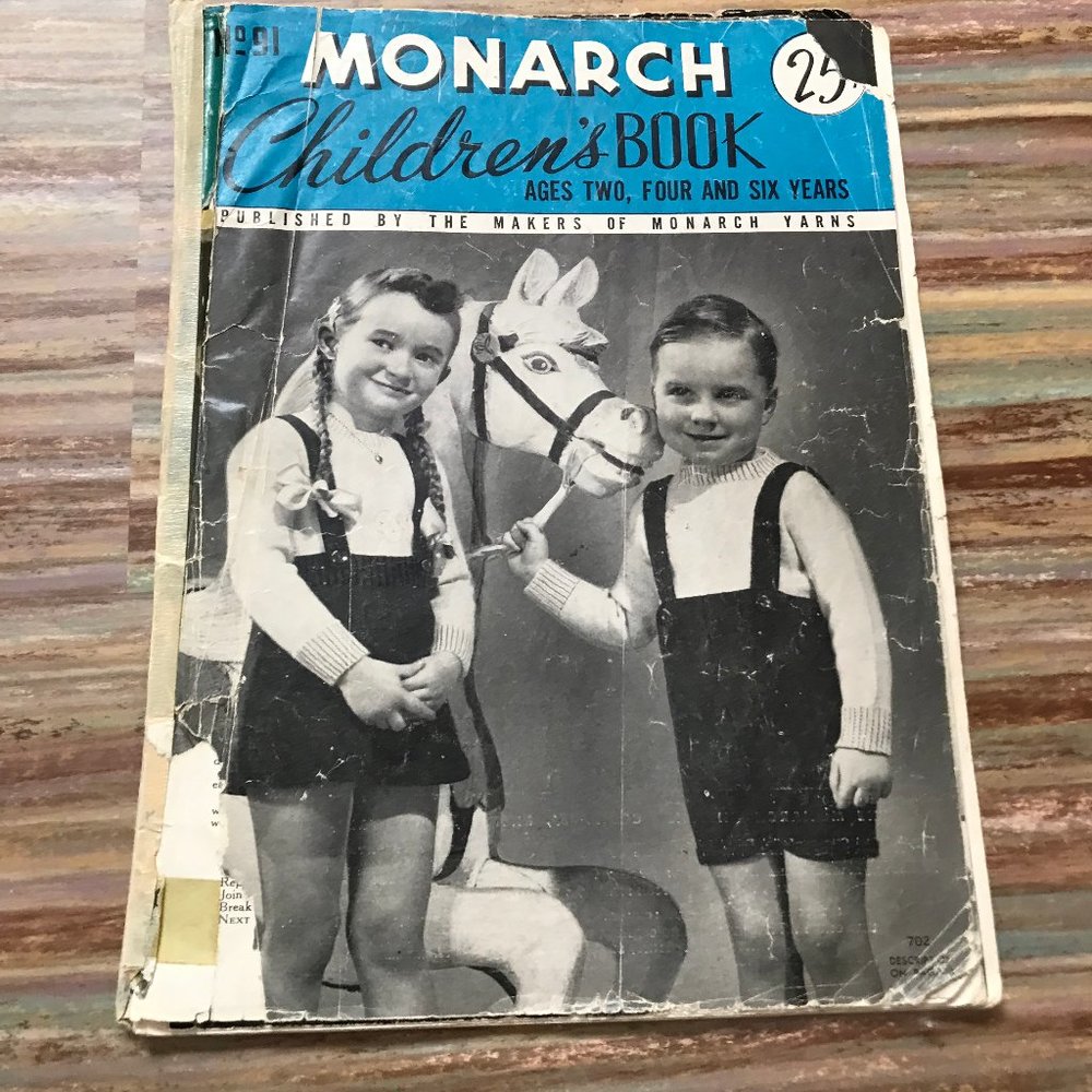 Monarch Hand Knit Children's Book #91 Knitting Patterns for Age 2-6 Sweaters